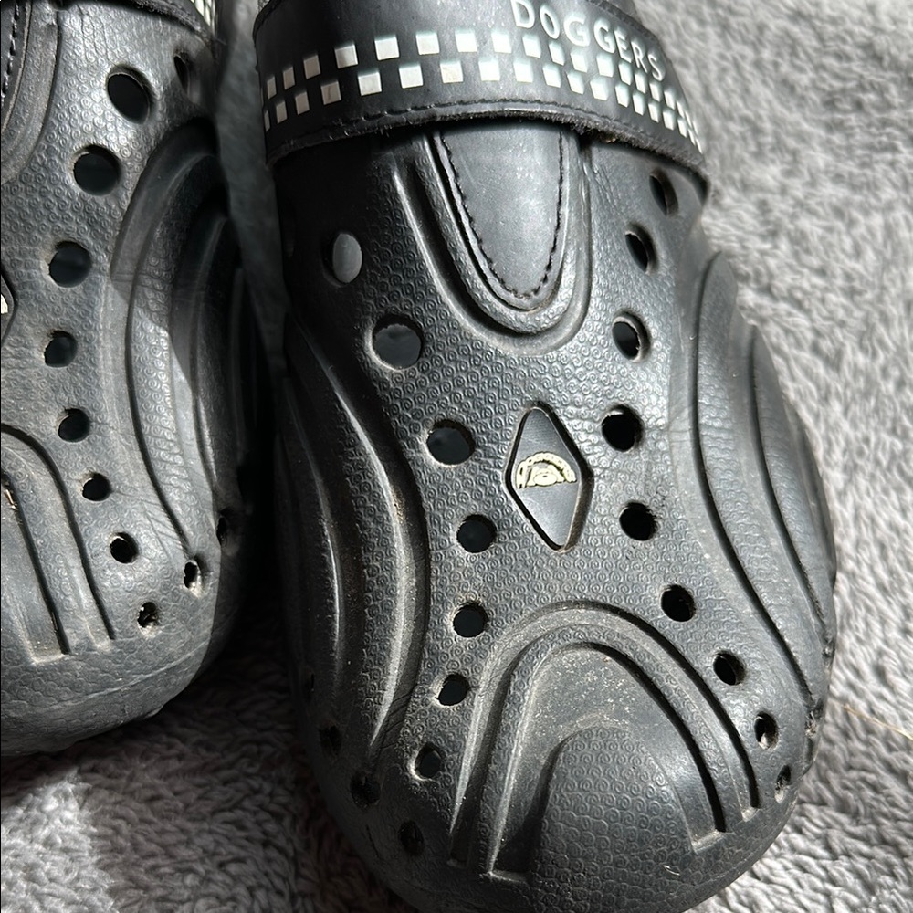 Black Perforated Mules with Strap - Picture 3 of 6